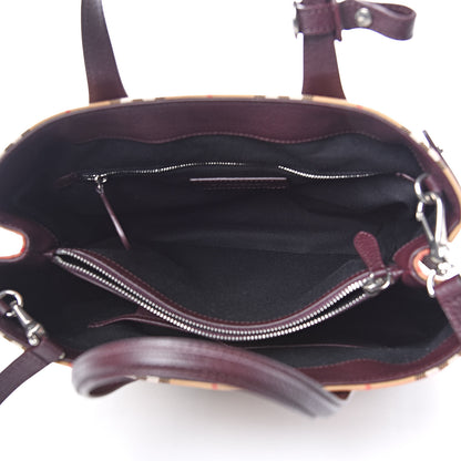 Burberry Goatskin Vintage Check Medium Banner Tote Deep Claret 5 of 9