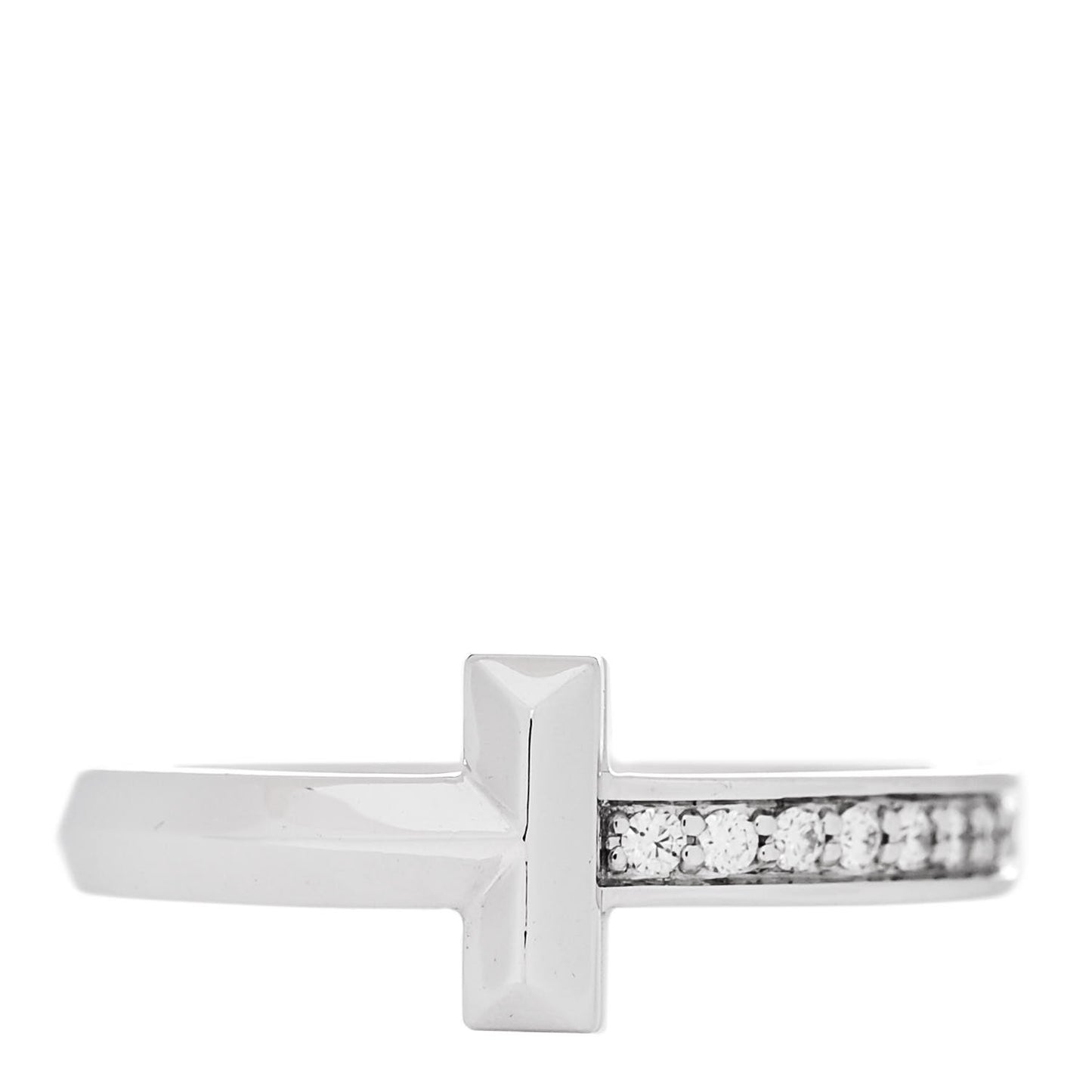 18K White Gold Diamond T T1 Ring 52 6