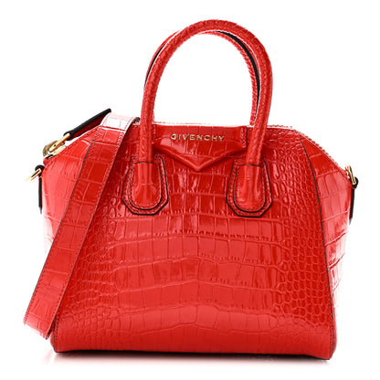 Givenchy Calfskin Crocodile Embossed Mini Antigona Red 1 of 10