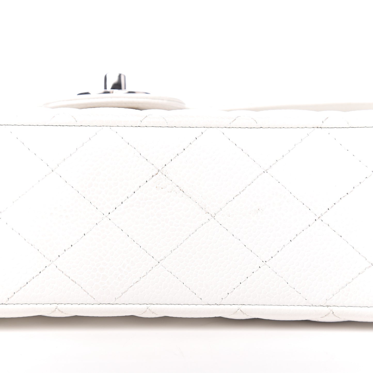 Caviar Quilted Medium Double Flap White