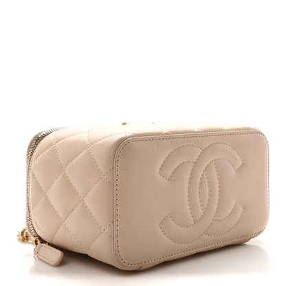Chanel Lambskin Quilted Sweet Camellia Small Vanity Case With Chain Pink 4 of 10