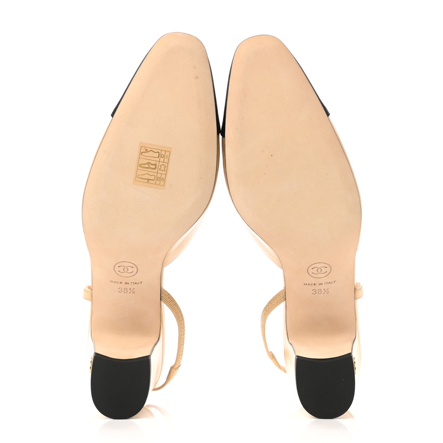 Chanel Goatskin Grosgrain Cap Toe CC Slingback Pumps 38.5 Beige Black 5 of 9