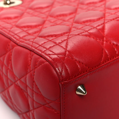 Christian Dior Lambskin Cannage Embellished Medium Lady Dior Red 9 of 13