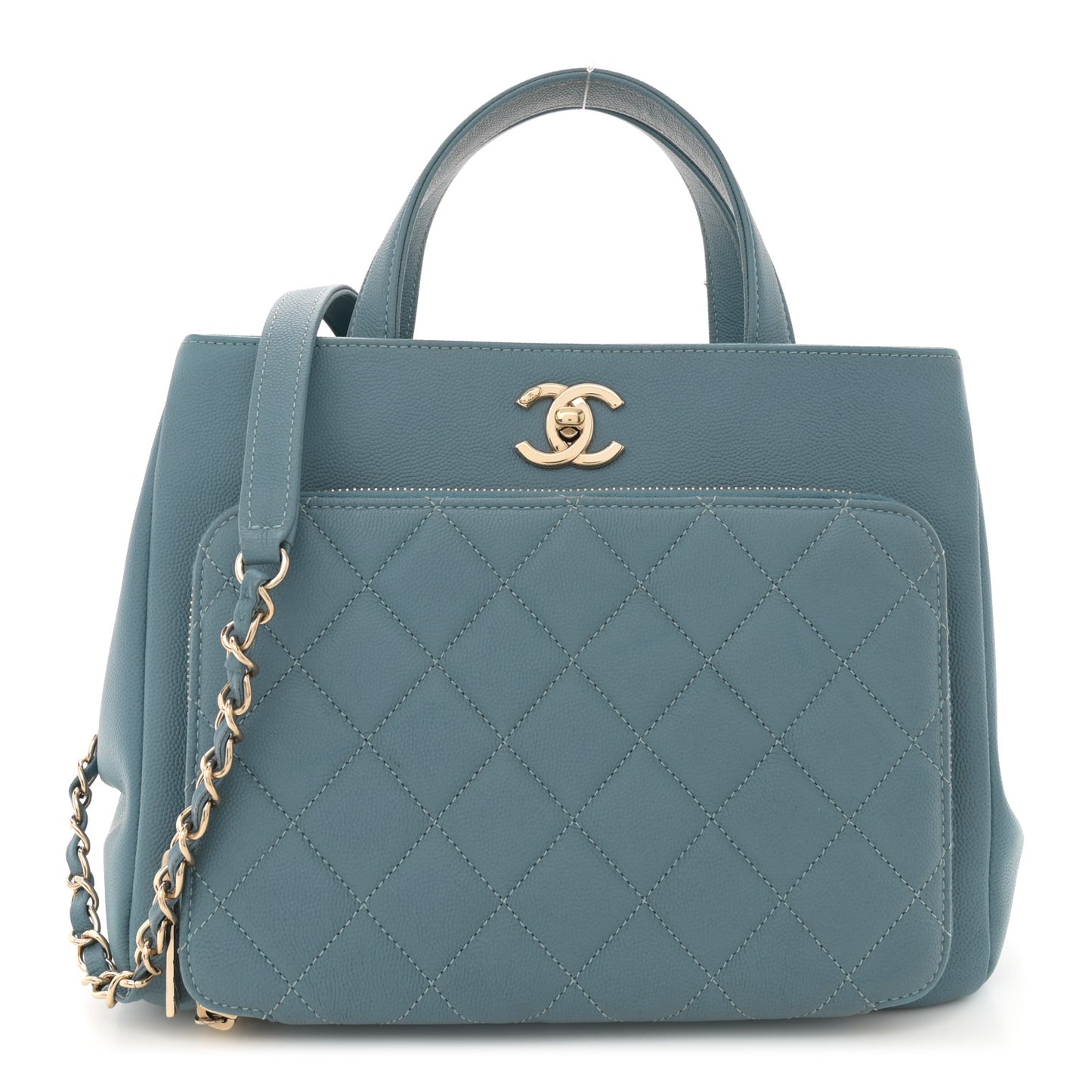 Caviar Quilted Small Business Affinity Shopping Bag Blue