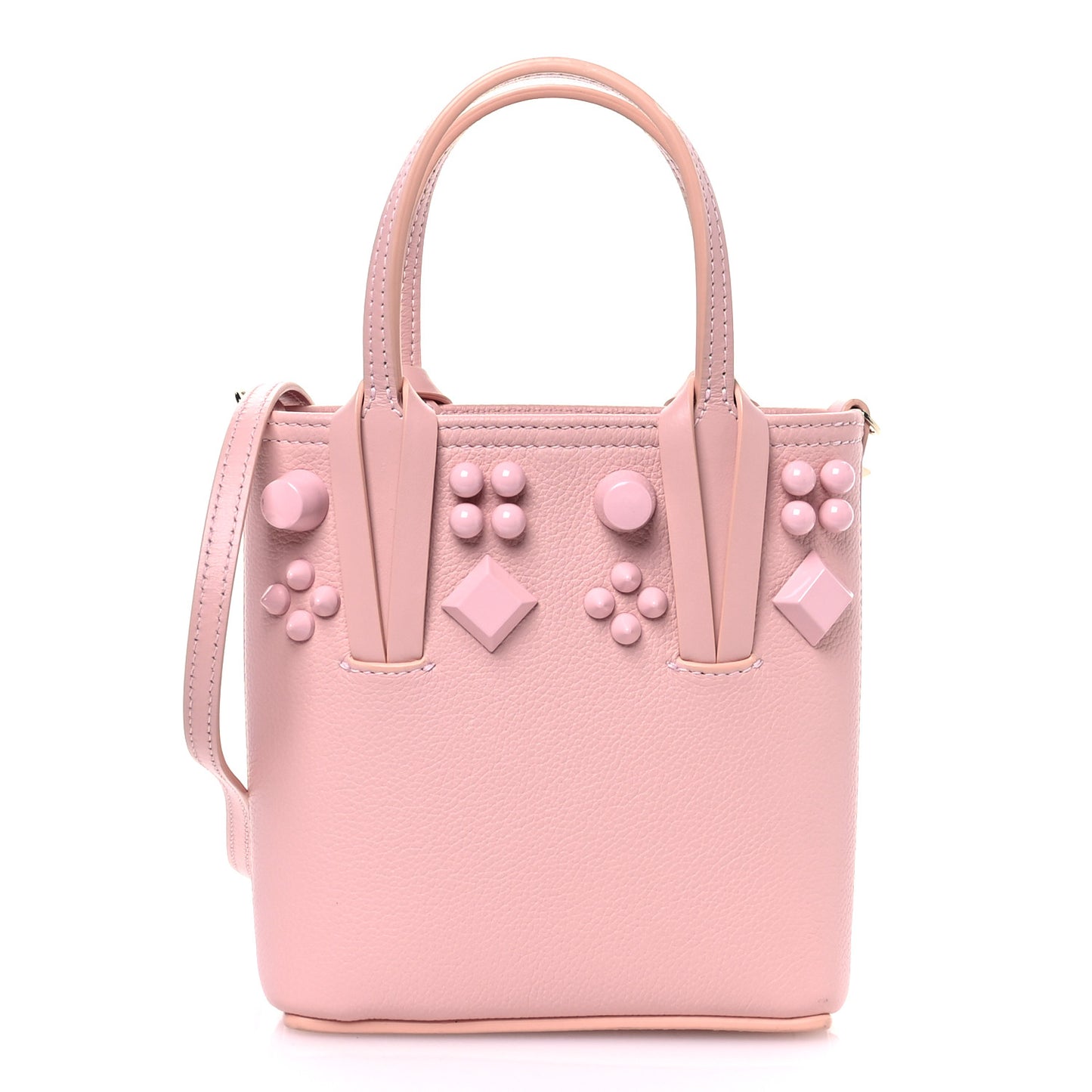 Calfskin Empire Spike Studded Mini North South Cabata Tote Rosy