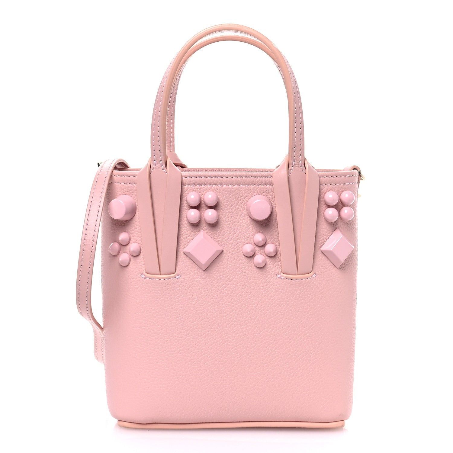 Christian Louboutin Calfskin Empire Spike Studded Mini North South Cabata Tote Rosy 1 of 10