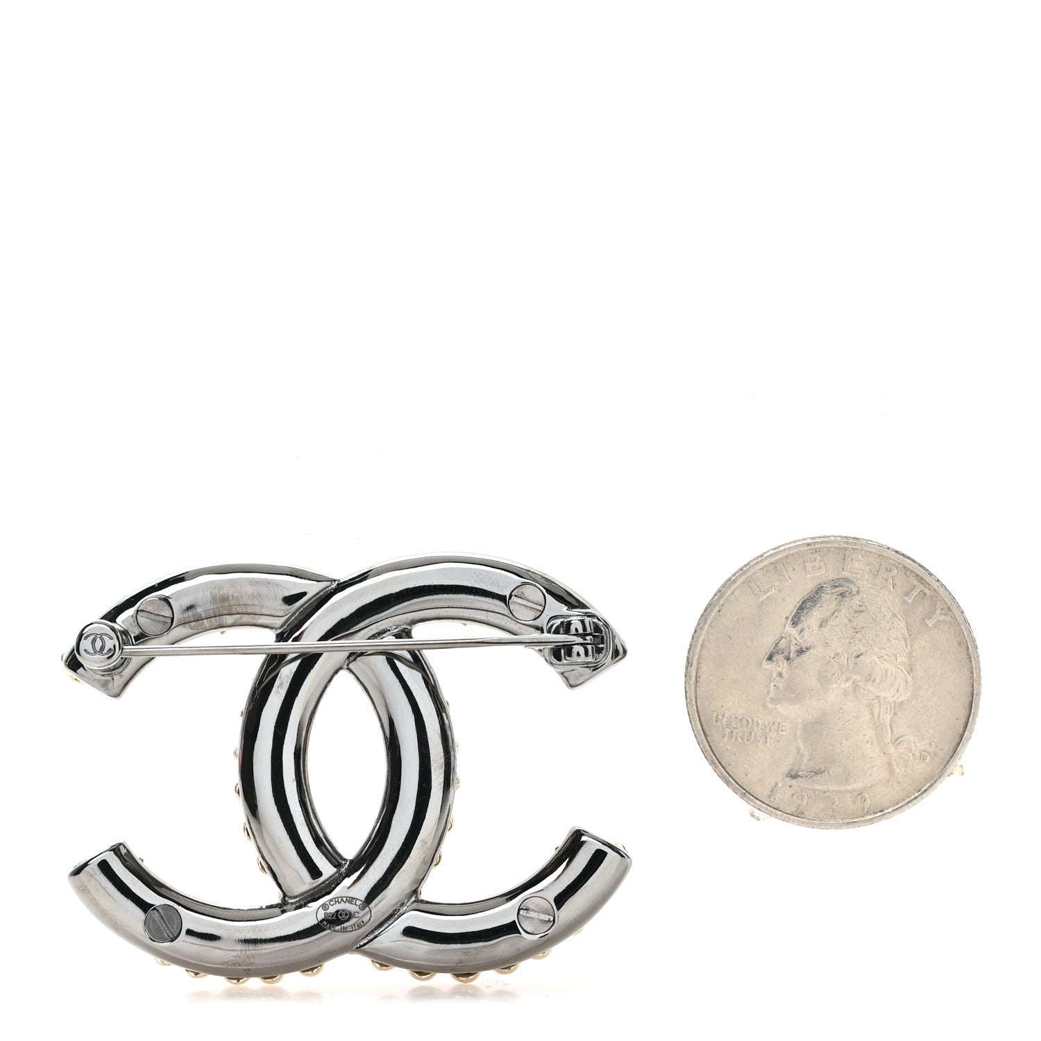 Chanel Metal CC Heart Brooch Gold Silver 2 of 4