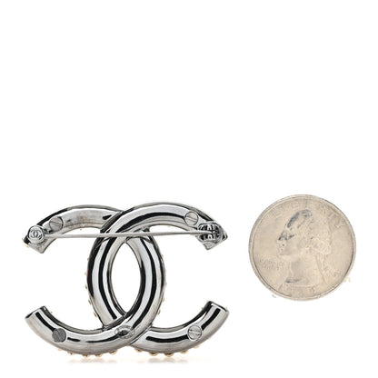 Chanel Metal CC Heart Brooch Gold Silver 2 of 4