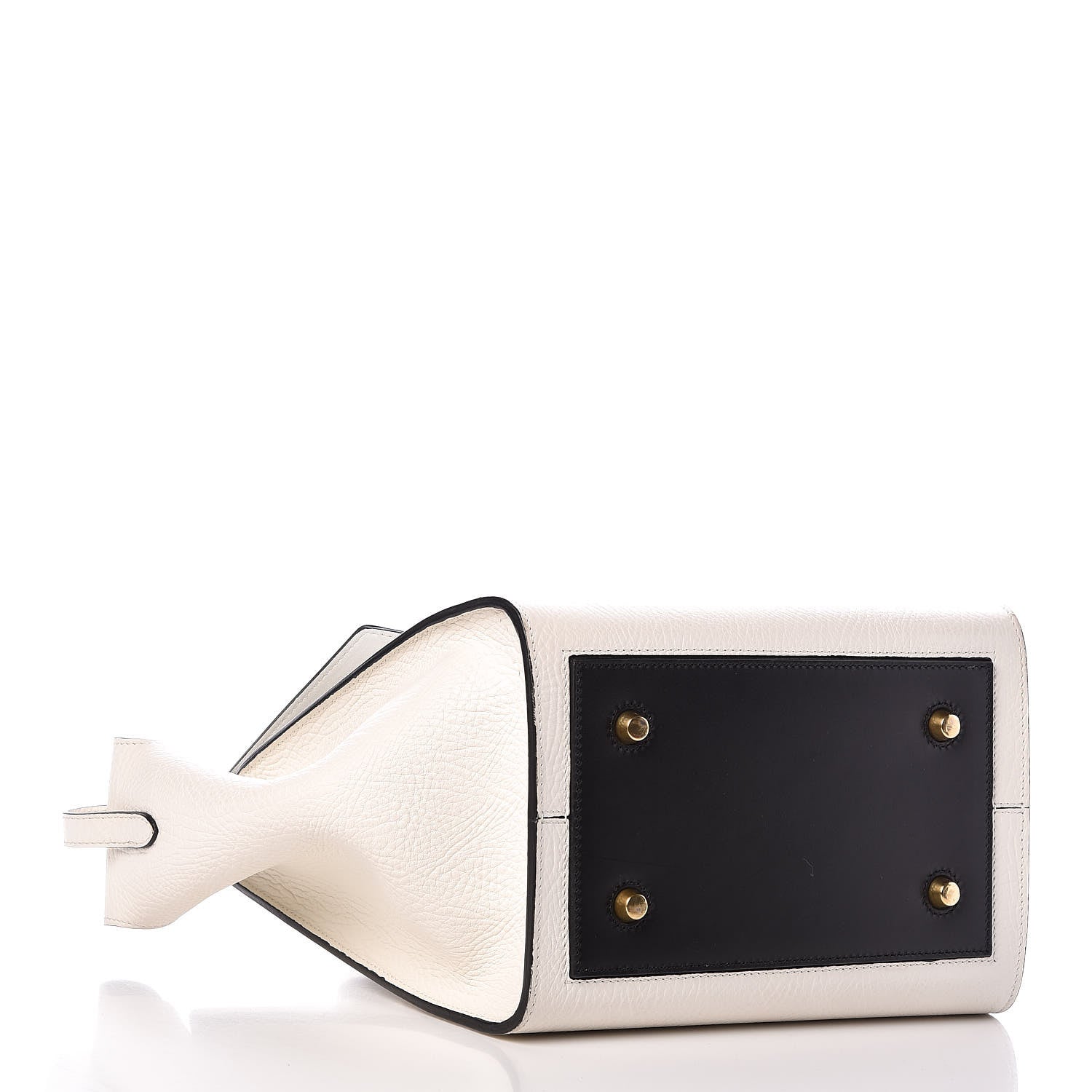 Celine Elephant Calfskin Mini Bi-Color Tie Knot Tote White Black 4 of 16