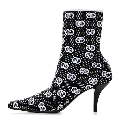 Gucci Technical Jersey Knit GG Monogram Square G 75mm Ankle Boots 38 Black Great White 1 of 8