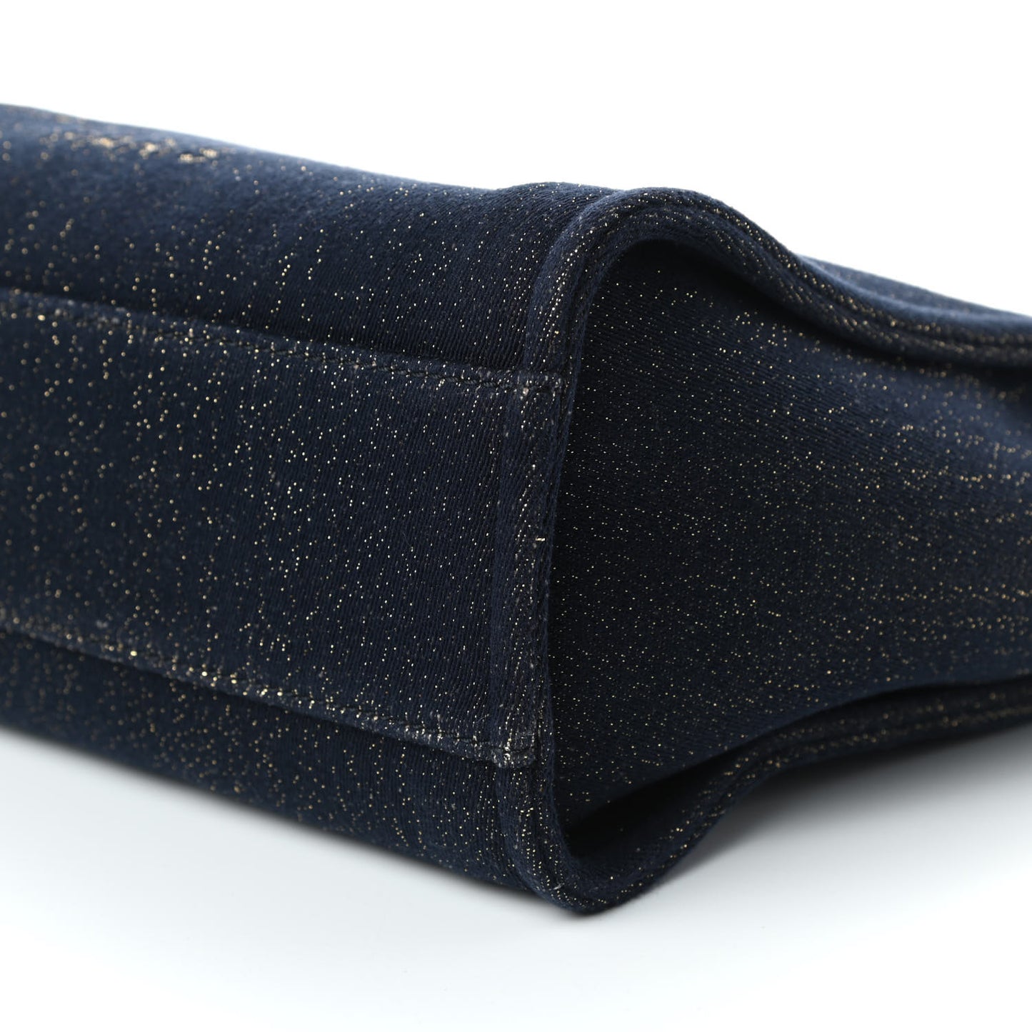 Lurex Canvas Small Deauville Tote Navy Blue Gold