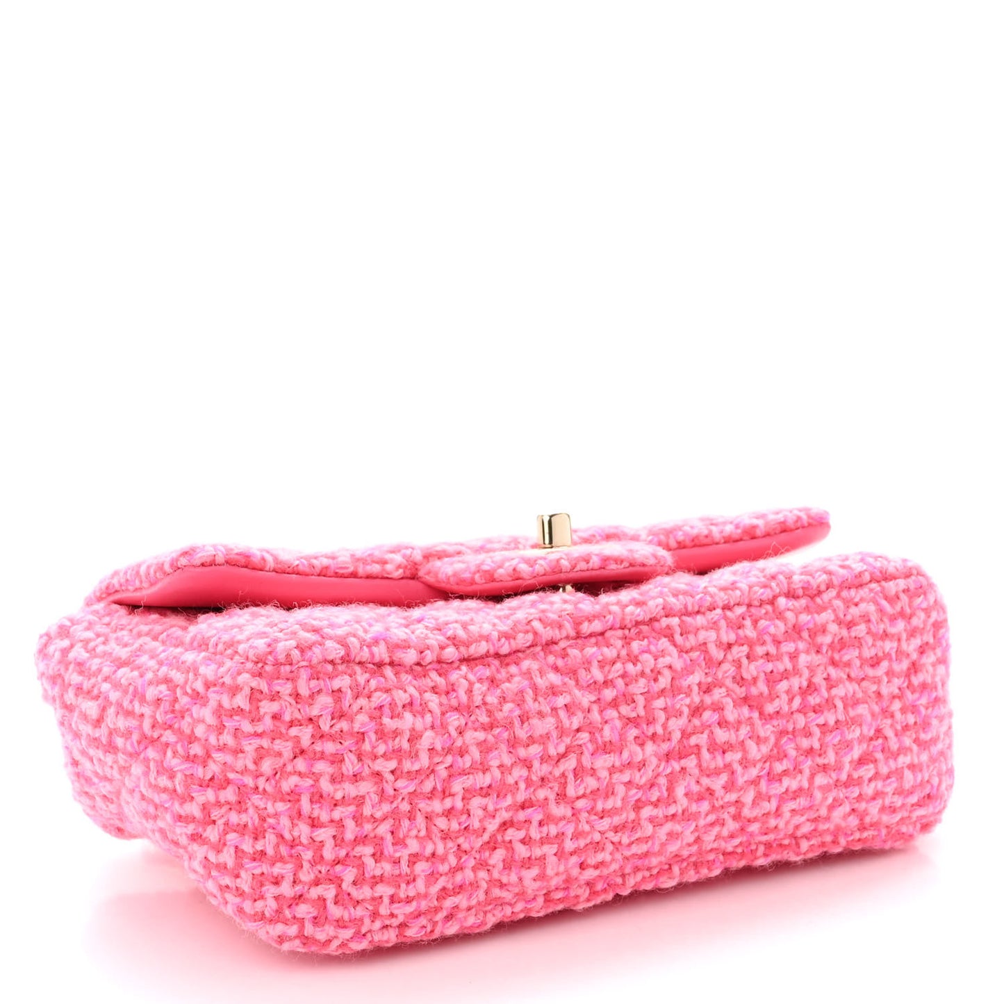 Wool Tweed Quilted Mini Rectangular Flap Dark Pink Fuchsia