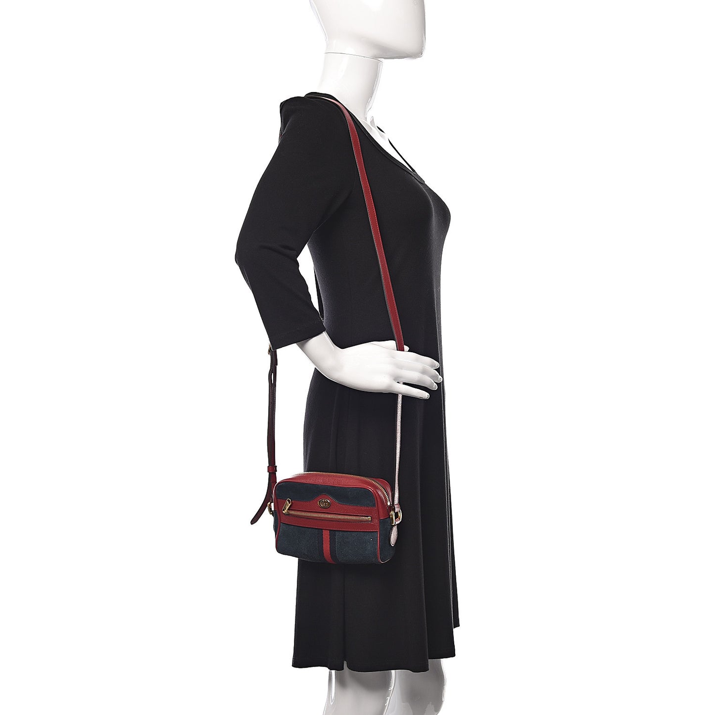 Suede Calfskin Web Mini Ophidia Shoulder Bag New Blue Romantic Cherry
