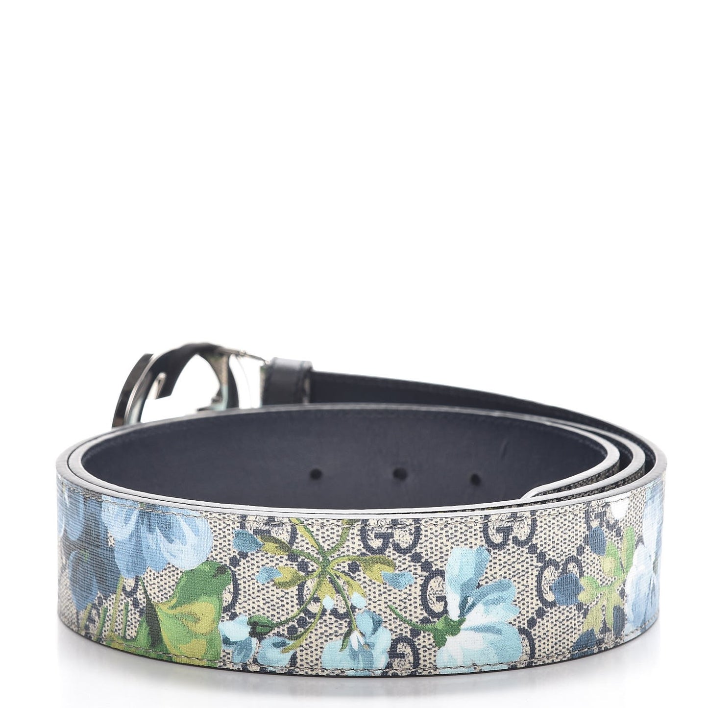 GG Supreme Monogram Blooms Interlocking G Belt 110 44 Beige Blue Navy