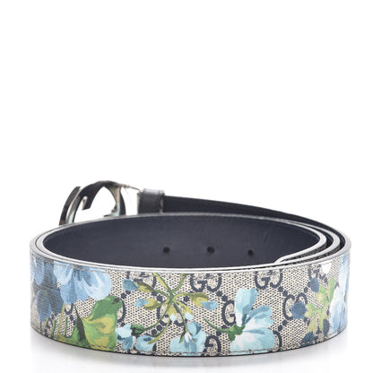 Gucci GG Supreme Monogram Blooms Interlocking G Belt 110 44 Beige Blue Navy 3 of 7