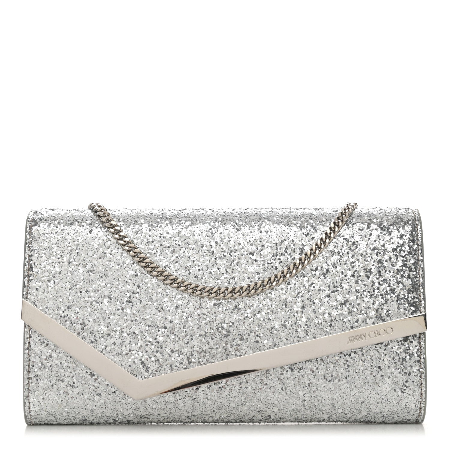 Jimmy Choo Glitter Emmie Clutch Silver 1 of 14