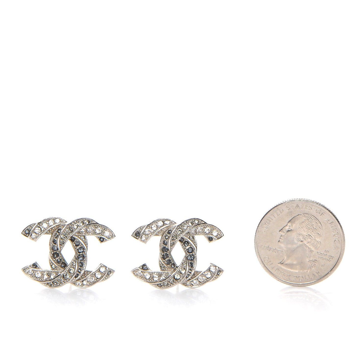 Crystal CC Twisted Earrings Silver