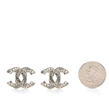 Chanel Crystal CC Twisted Earrings Silver 2 of 5