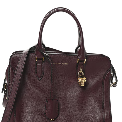 Alexander McQueen Pebbled Calfskin Small Skull Padlock Zip Around Tote Burgundy 8 of 10