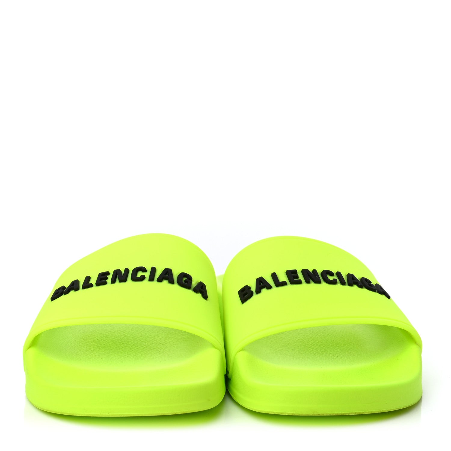 Balenciaga PVC Logo Womens Pool Slide Sandals 38 Jaune Fluo 2 of 6