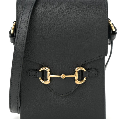 Gucci Dollar Calfskin Vertical Horsebit 1955 Crossbody Bag Black 8 of 14