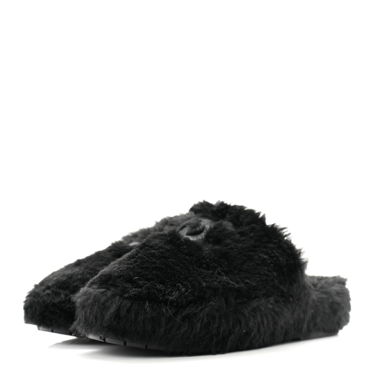 Shearling Lambskin CC Flat Mules 40 Black
