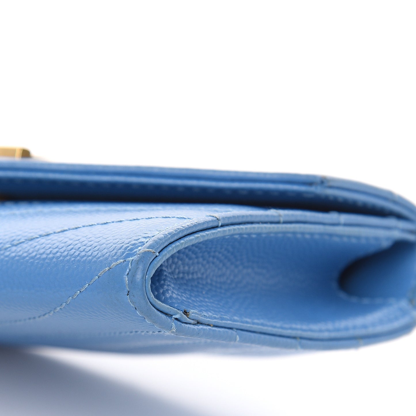 Grain de Poudre Matelasse Chevron Small Monogram Wallet Blue Clair