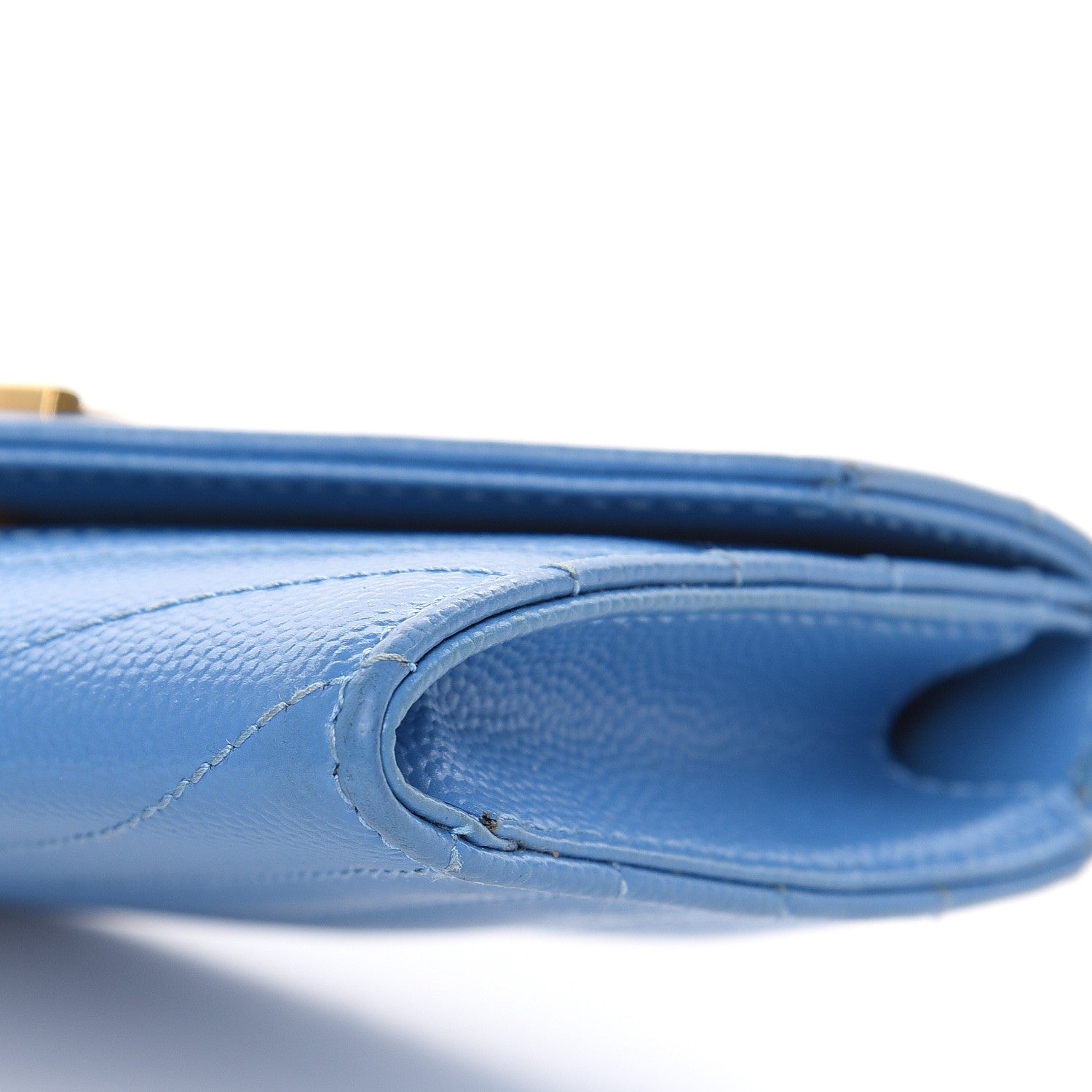 Saint Laurent Grain de Poudre Matelasse Chevron Small Monogram Wallet Blue Clair 8 of 13