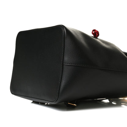 Fendi Vitello Cruise Bi-Color FF 1974 Embossed F is Fendi Drawstring Backpack Black Fragola Maya 12 of 16