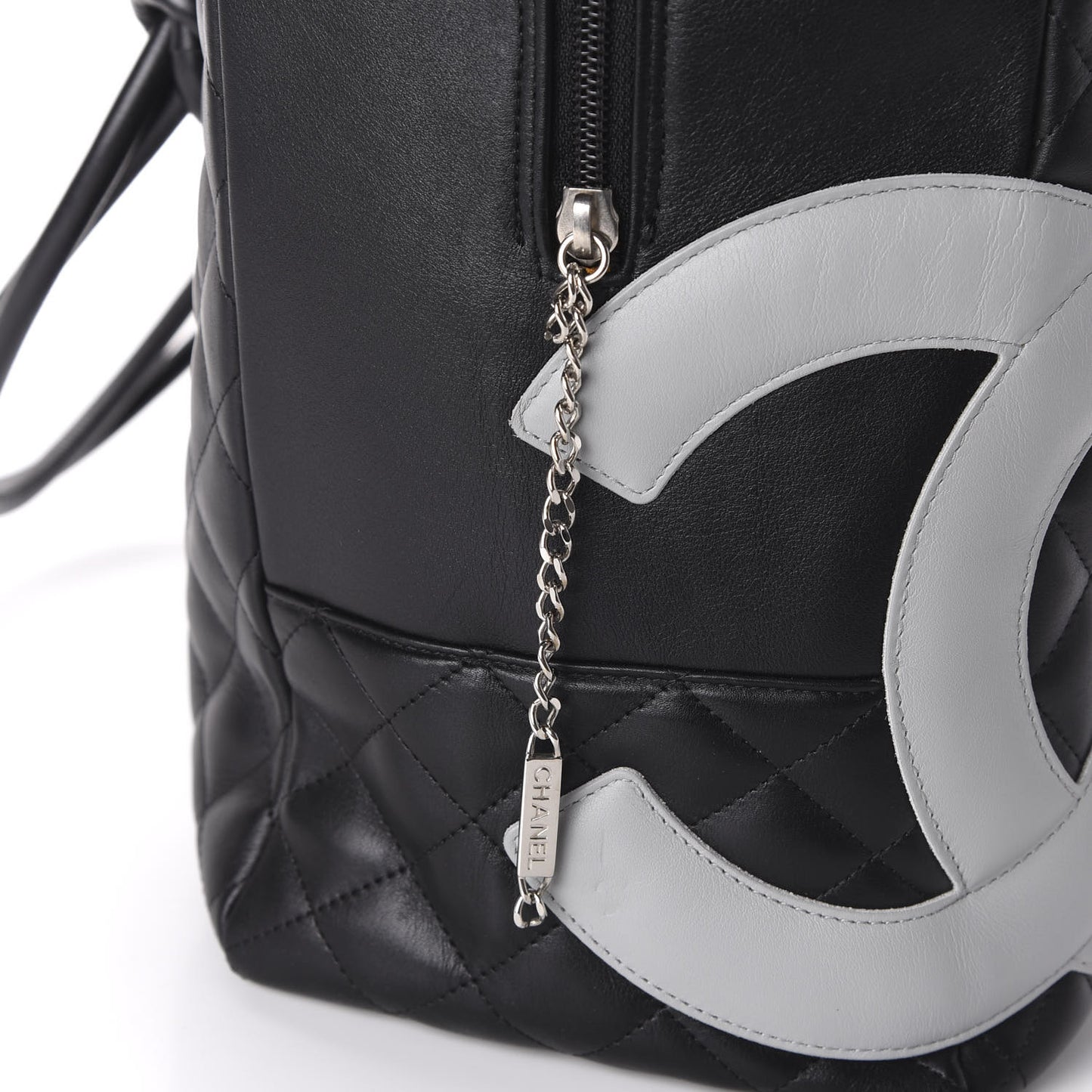 Calfskin Quilted Large Cambon Bag Black
