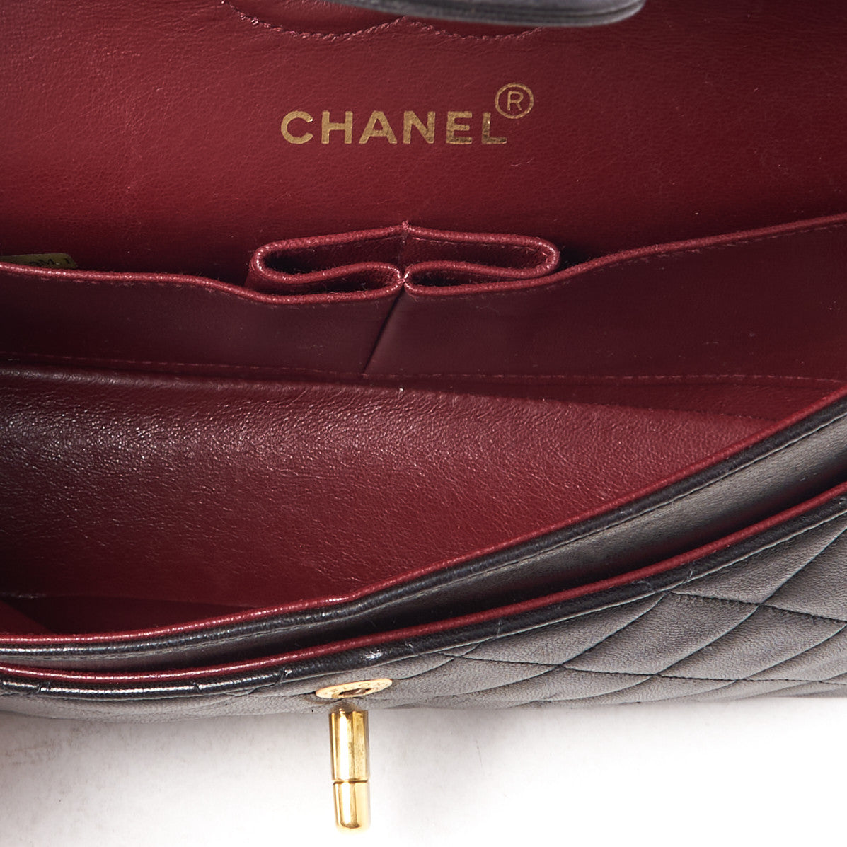 Lambskin Quilted Small Double Flap Black