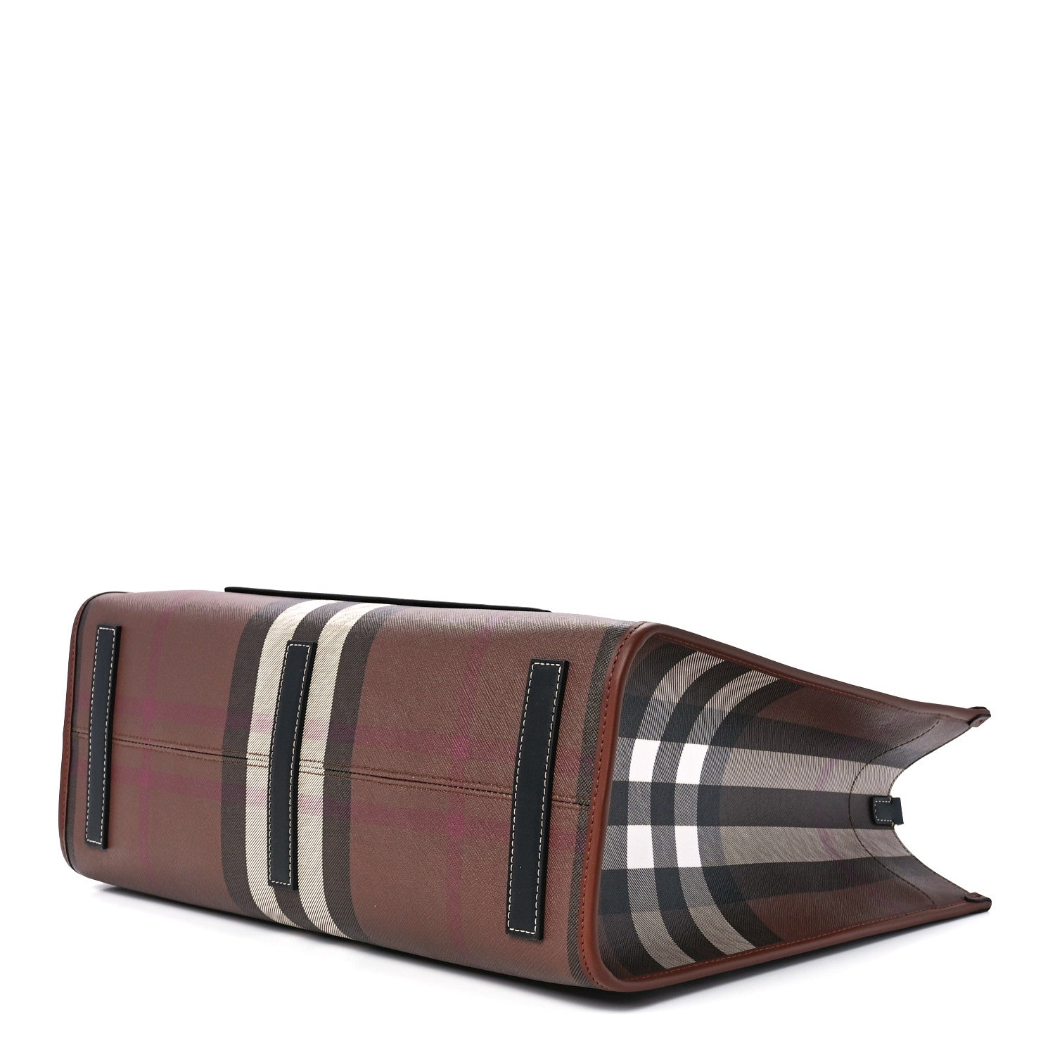 Burberry E-Canvas Check Calfskin Medium Freya Tote Dark Birch Brown 11 of 13