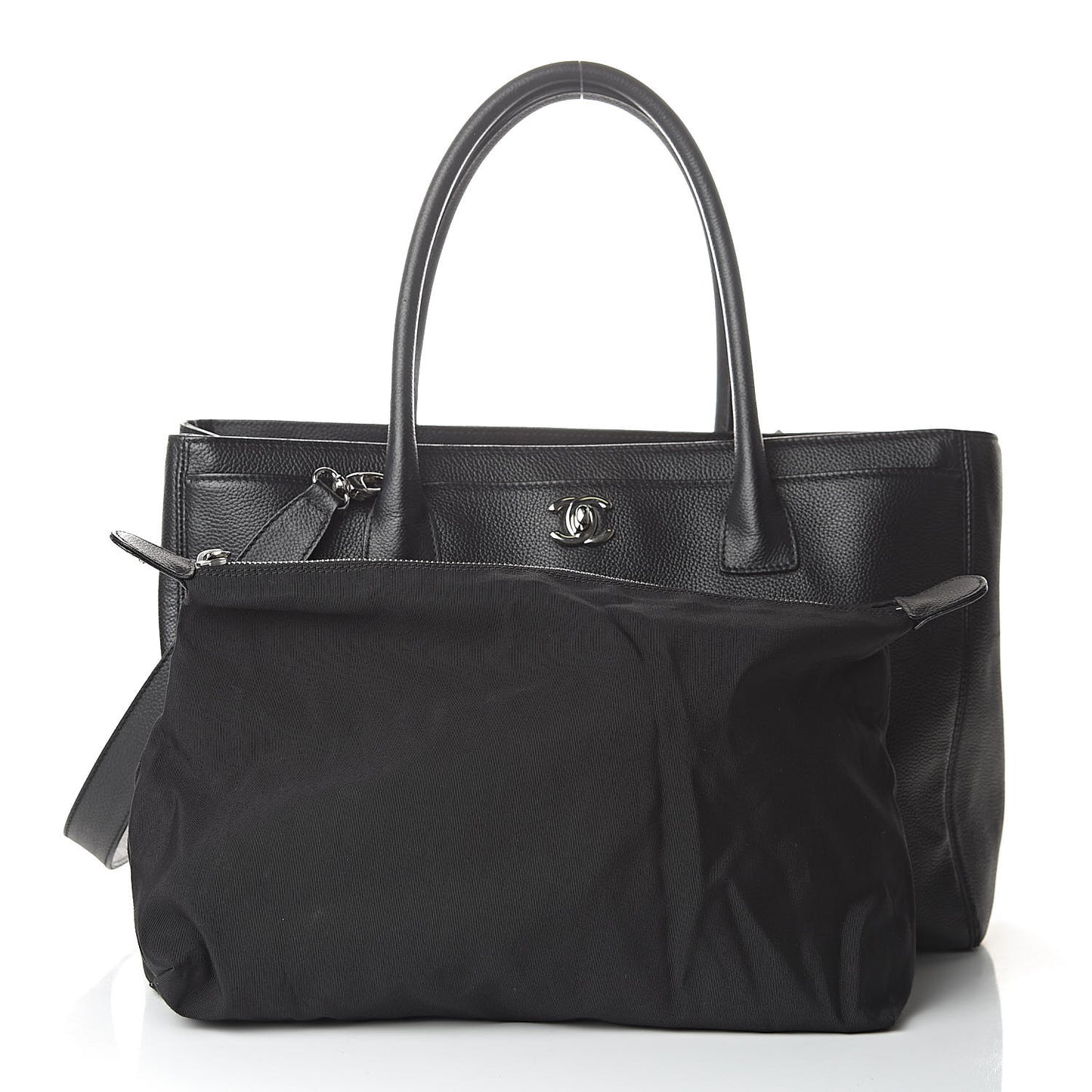 Calfskin Cerf Executive Shopper Tote Black