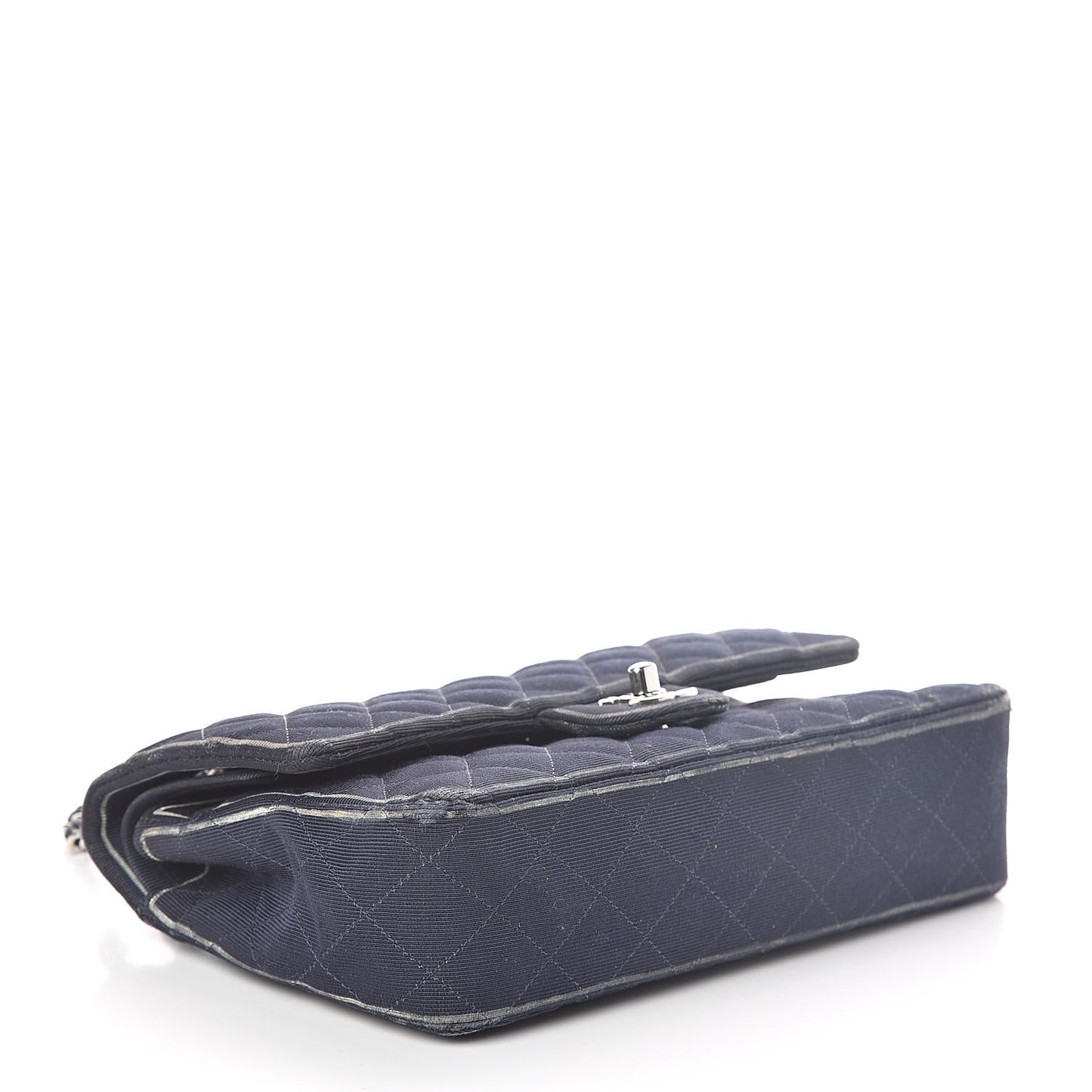 Grosgrain Quilted Medium Double Flap Navy