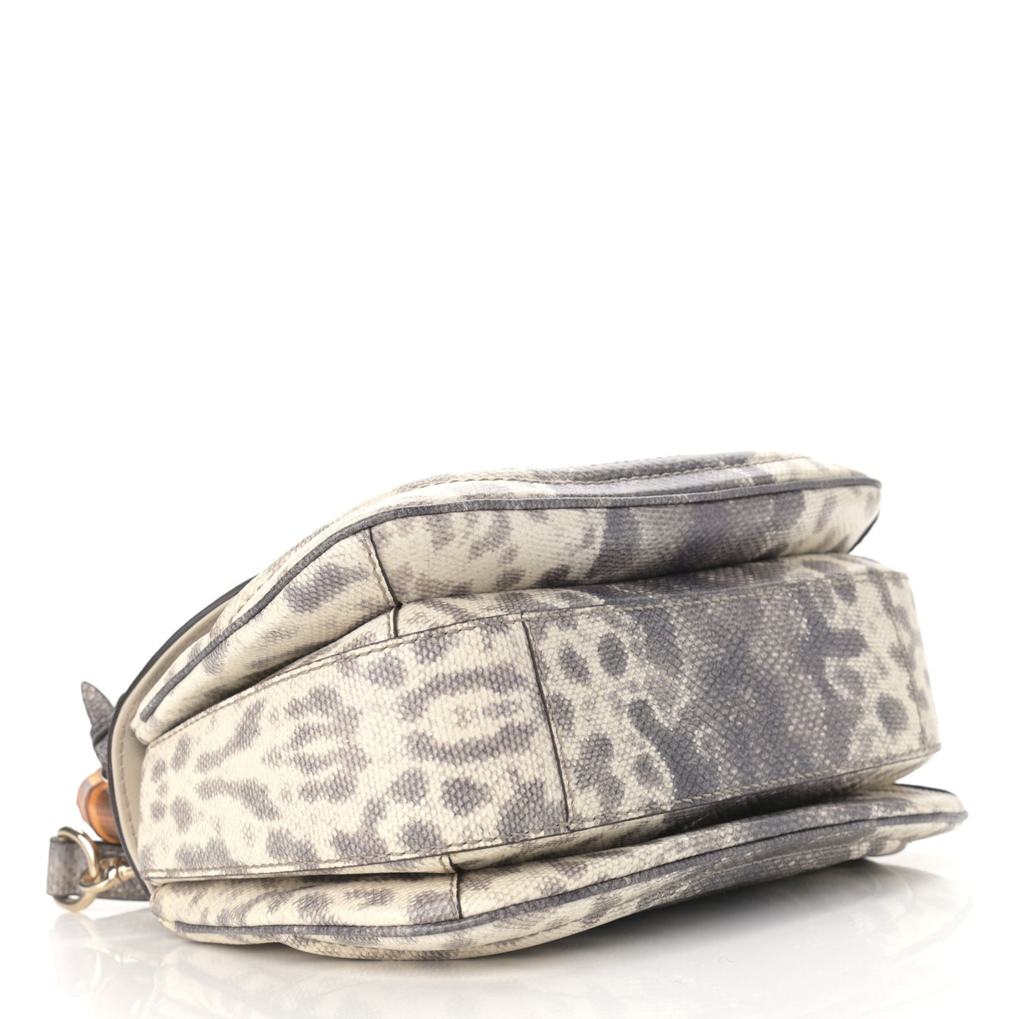 Calfskin Lizard Embossed Medium New Bamboo Top Handle Bag Grey
