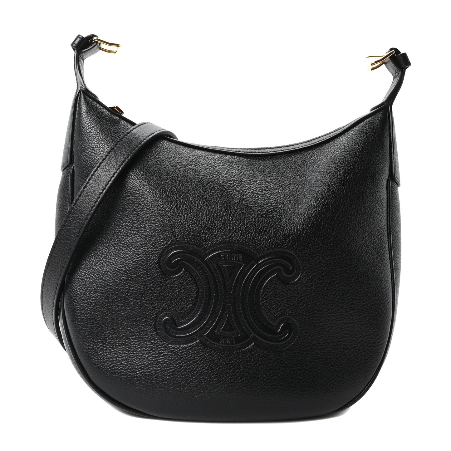 Supple Calfskin Cuir Triomphe Small Heloise Shoulder Bag Black