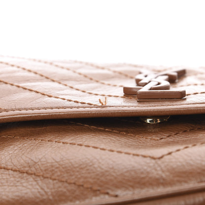 Saint Laurent Crinkled Calfskin Matelasse Monogram Medium Niki Chain Satchel Caramel 11 of 11