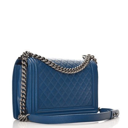 Chanel Caviar Quilted New Medium Boy Flap Blue 3 of 8