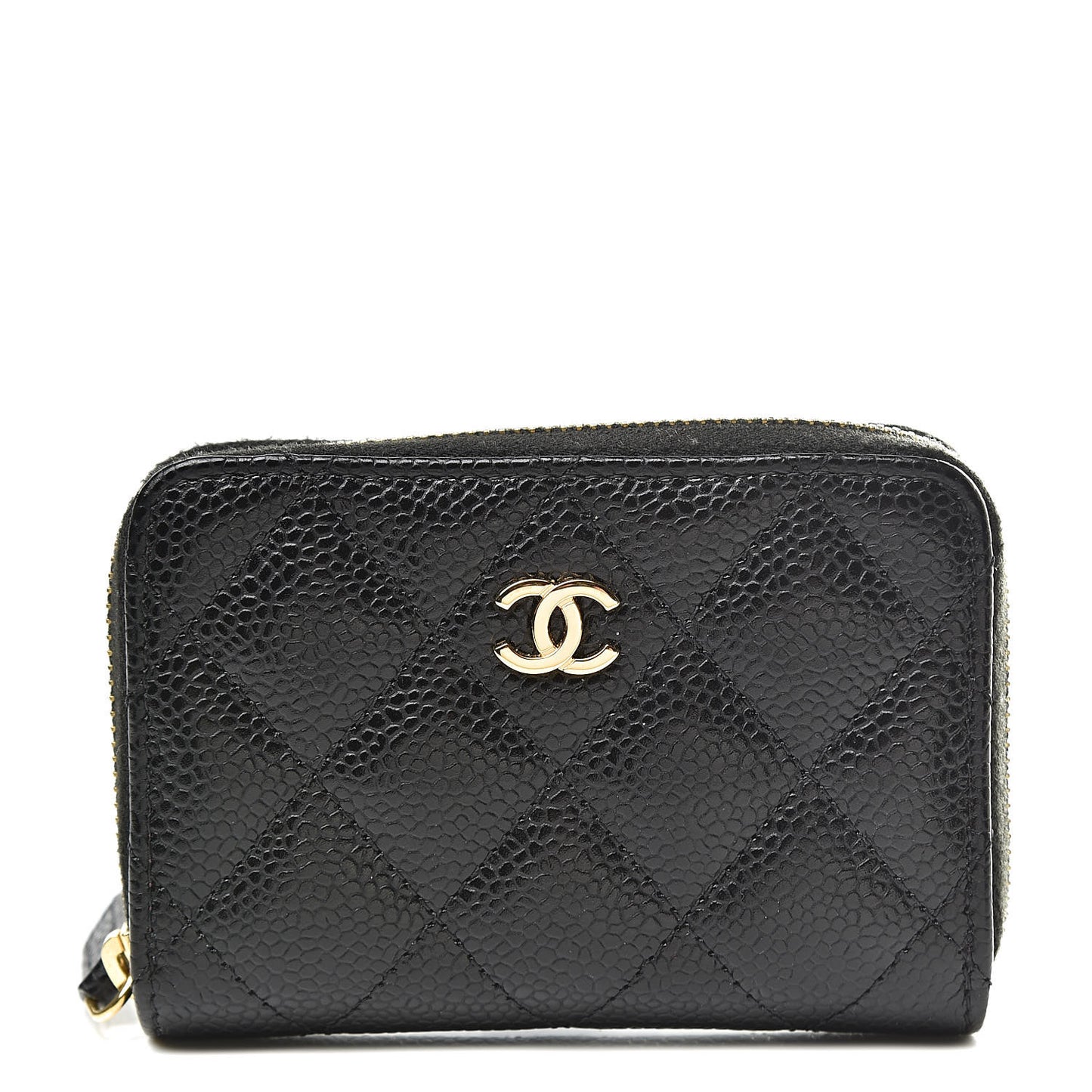 Caviar Quilted Zip Coin Purse Black