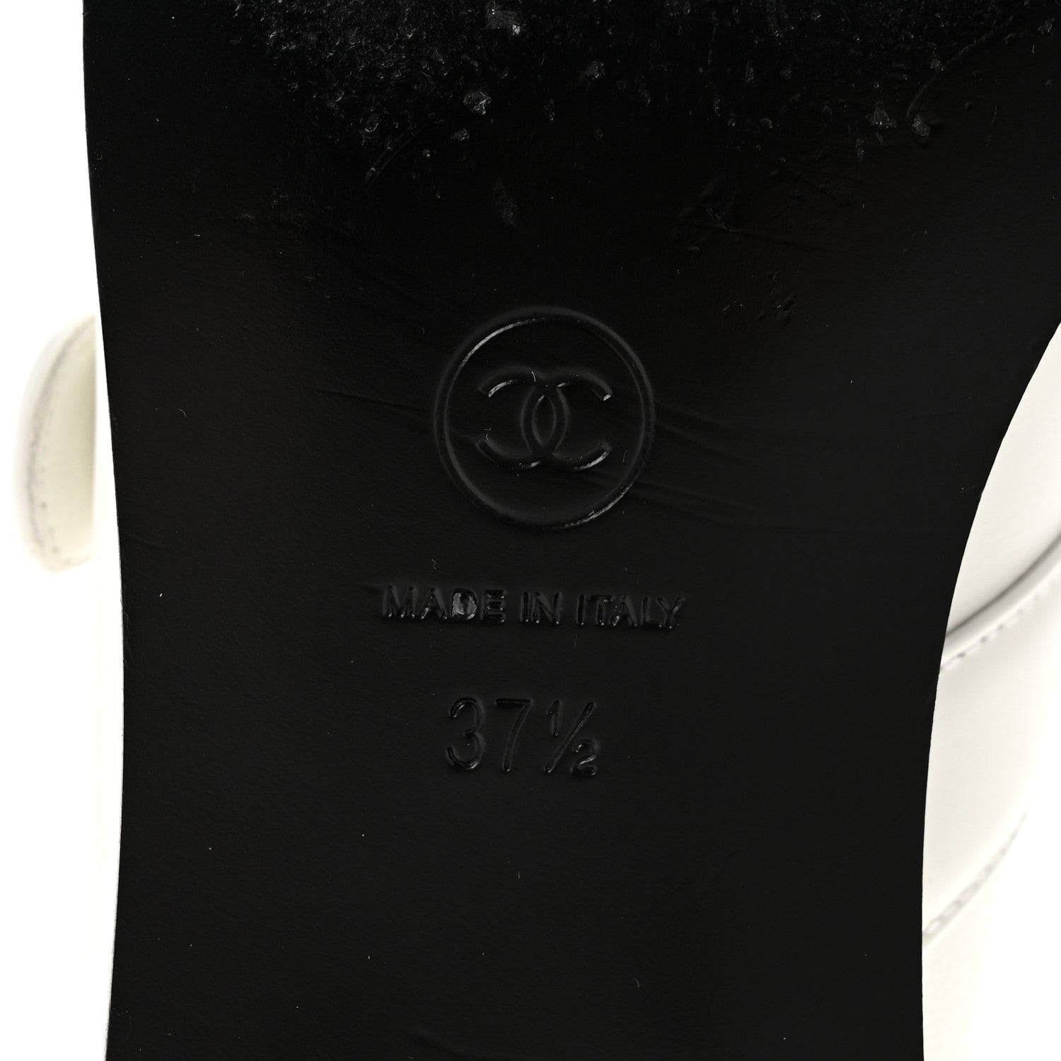 Chanel Calfskin Patent Mary Janes Flats 37.5 White Black 7 of 11