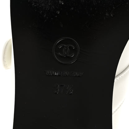 Chanel Calfskin Patent Mary Janes Flats 37.5 White Black 7 of 11