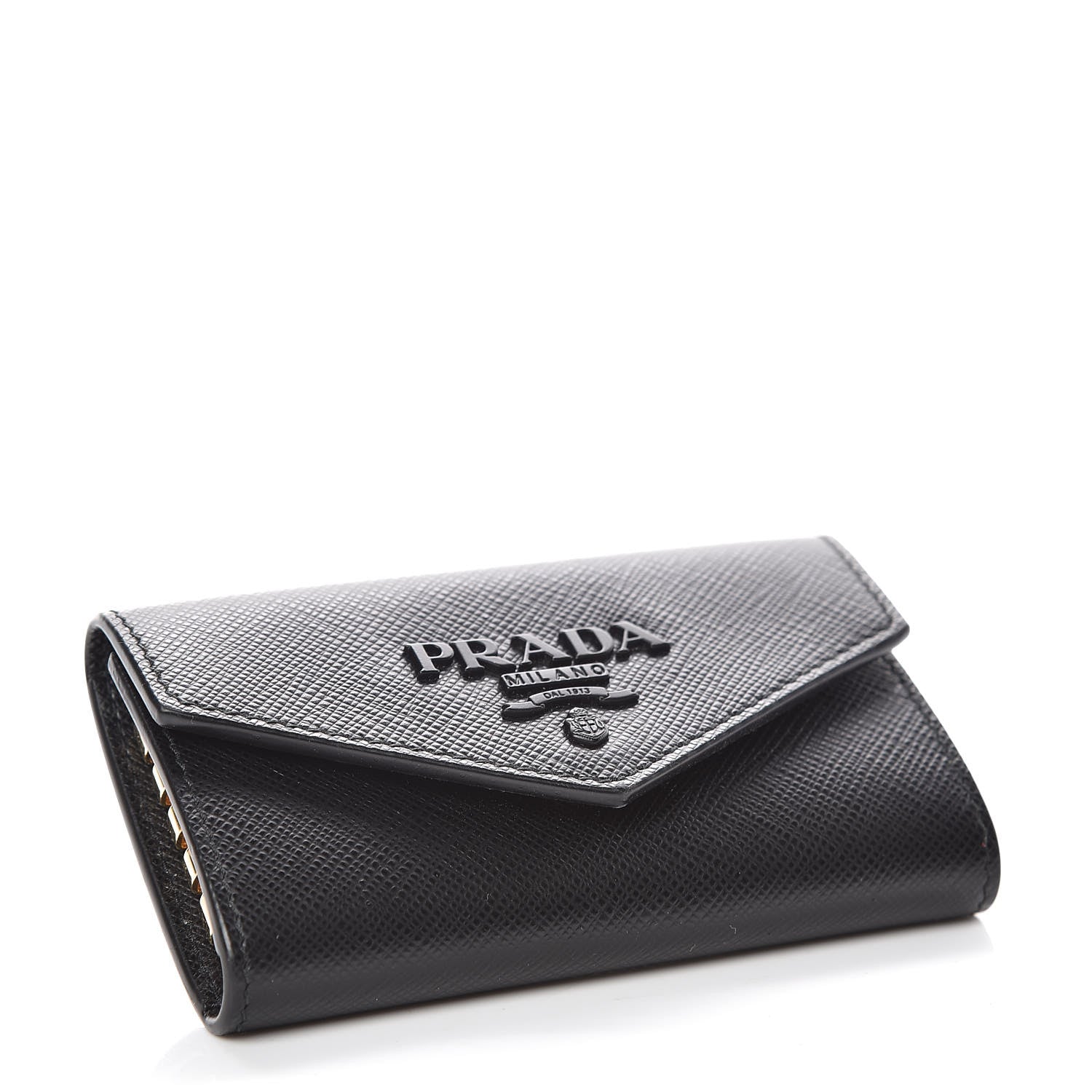 Prada Saffiano Shine Monochrome 4 Key Holder Black 4 of 11