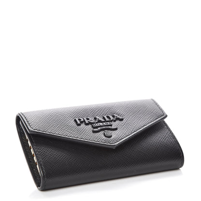 Prada Saffiano Shine Monochrome 4 Key Holder Black 4 of 11