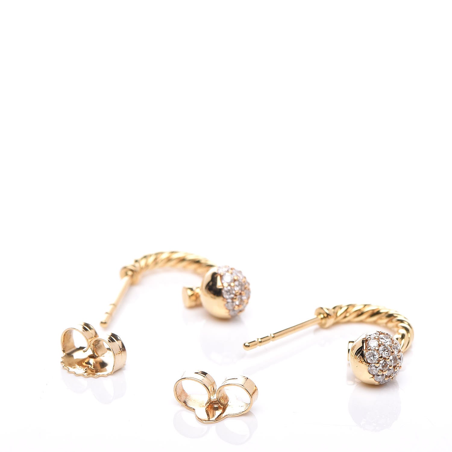 David Yurman 18K Yellow Gold Diamond Solari Drop Earrings 3 of 4