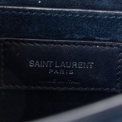 Saint Laurent Calfskin Crocodile Embossed Medium Monogram Sunset  Deep Marine 6 of 11