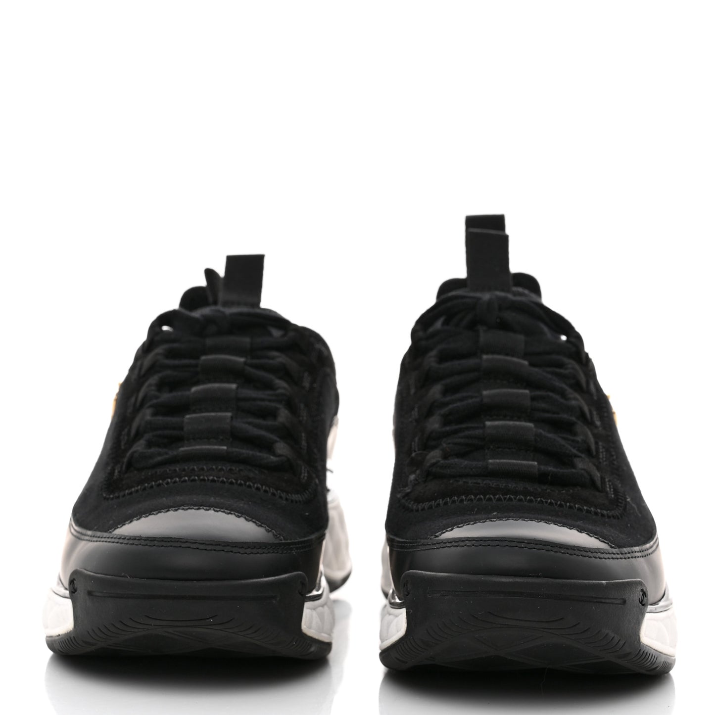 Velvet Calfskin Mixed Fibers CC Sneakers 38 Black
