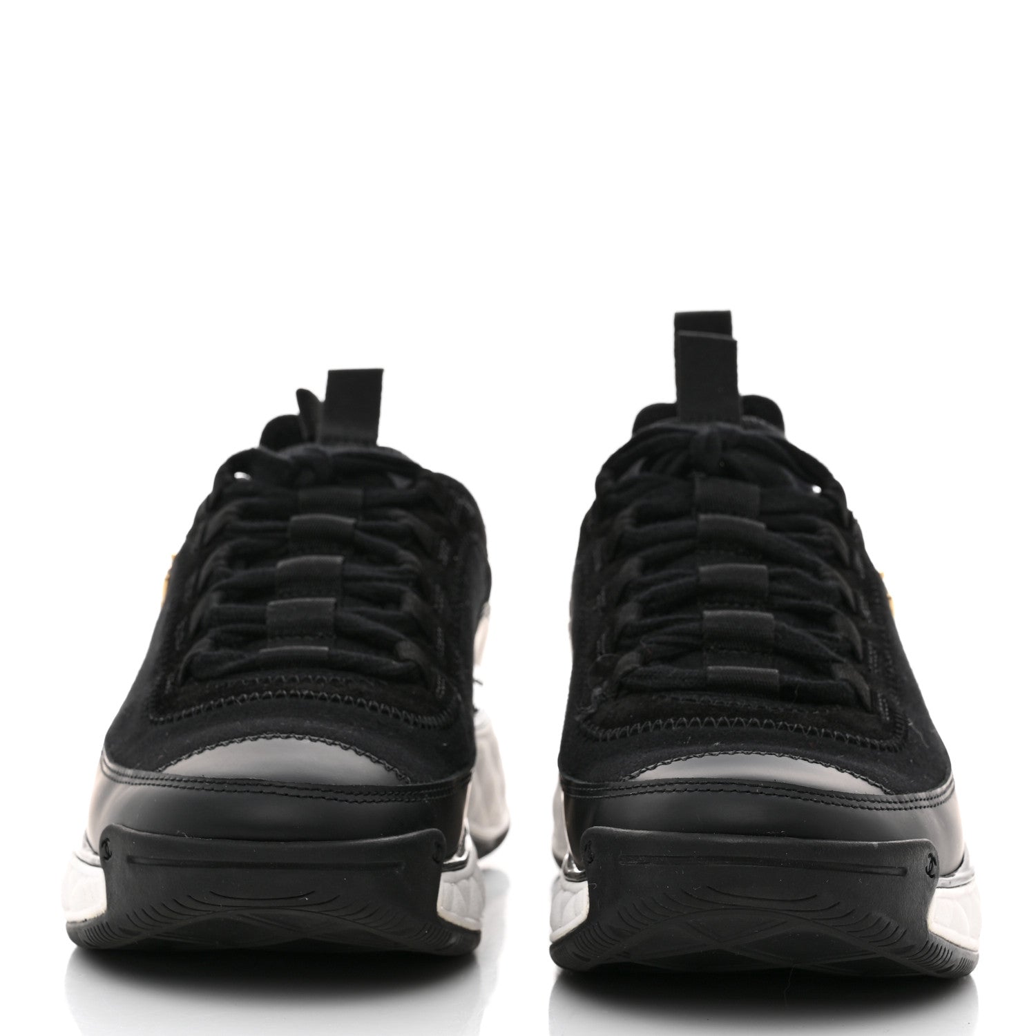 Chanel Velvet Calfskin Mixed Fibers CC Sneakers 38 Black 2 of 9