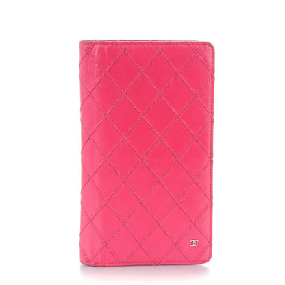 Chanel Lambskin Diamond Stitched Yen Wallet Fuchsia 1 of 9