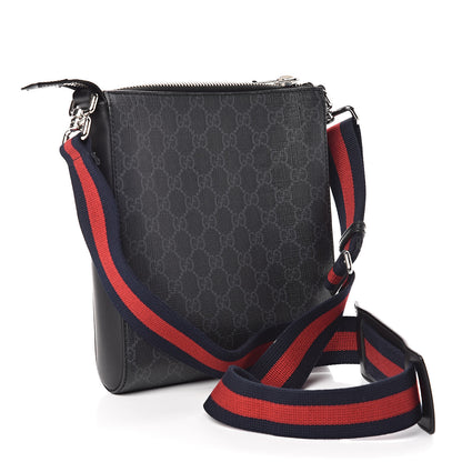 Gucci GG Supreme Monogram Web Small Flat Messenger Bag Black Grey 3 of 10