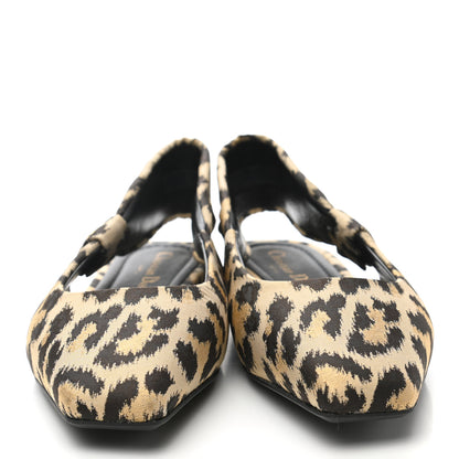 Christian Dior Nylon Leopard Print Mizza Slingback Flat 38 Beige Multicolor 2 of 9
